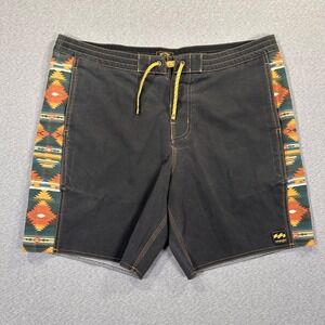 Billabong x Wrangler Board Shorts Mens 36 Black Southwestern Aztec Print Swim